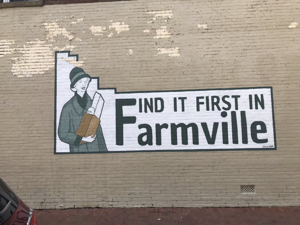 geopetrosky's tweet photo. Spent the day in Farmville NC mtg w/reps from their Chamber to get perspective of #downtown businesses as @StewartInc begins an update of their town plan. The 50 year old streetscape project is still looking good. New #murals and hardware store downtown. #planning #lifeatstewart https://t.co/RNOsiwfiiX