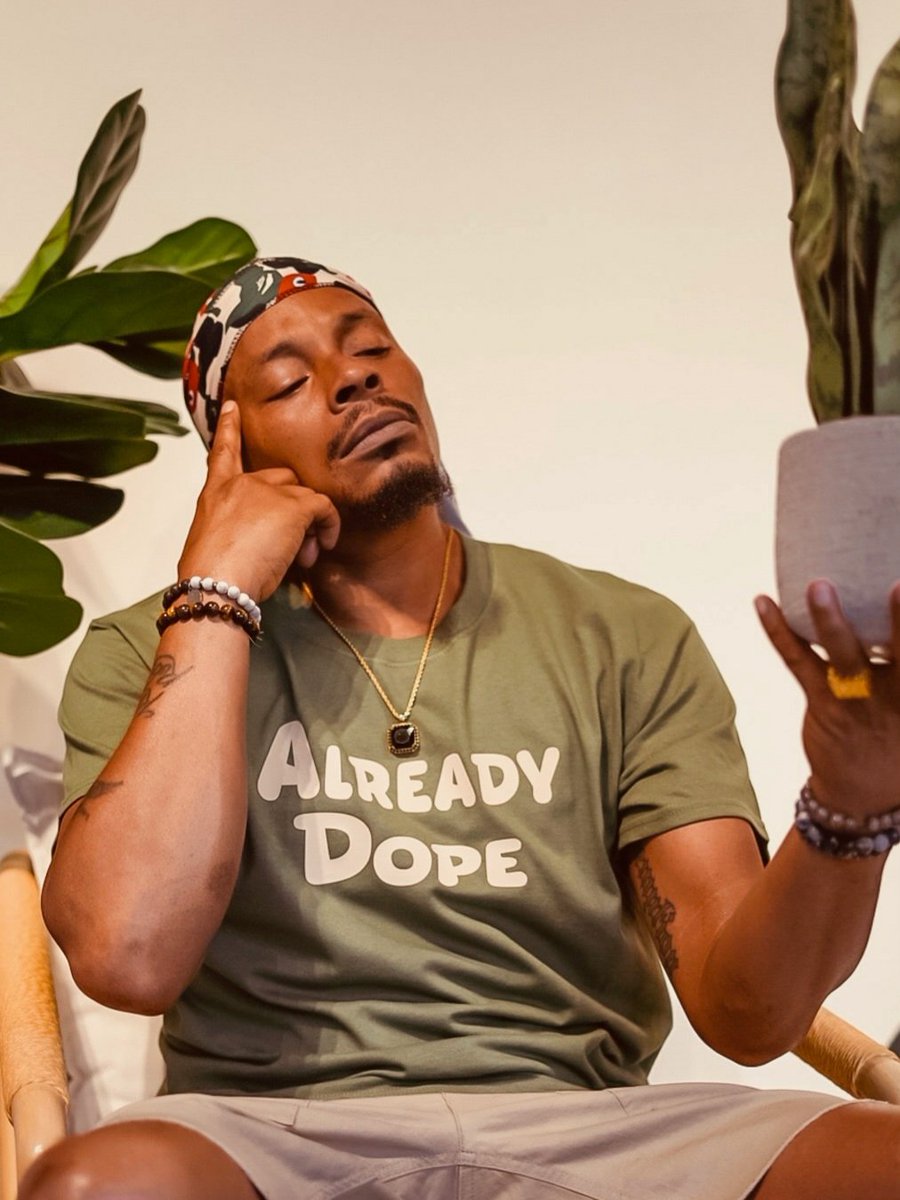 SirCalloway's tweet photo. C o n f i d e n c e • Tee by @Imalreadydope

That cream on olive color scheme is 🔥

Shop #AlreadyDope at https://t.co/TrjoW9ioWQ 

#sircalloway #loadbreed #alreadydopeclothing #styleinfluencers #dopefashion #atlphotography #hiphopartist #lifestylebrands #atlcreatives #dopestyle https://t.co/rRUbnHQFL6