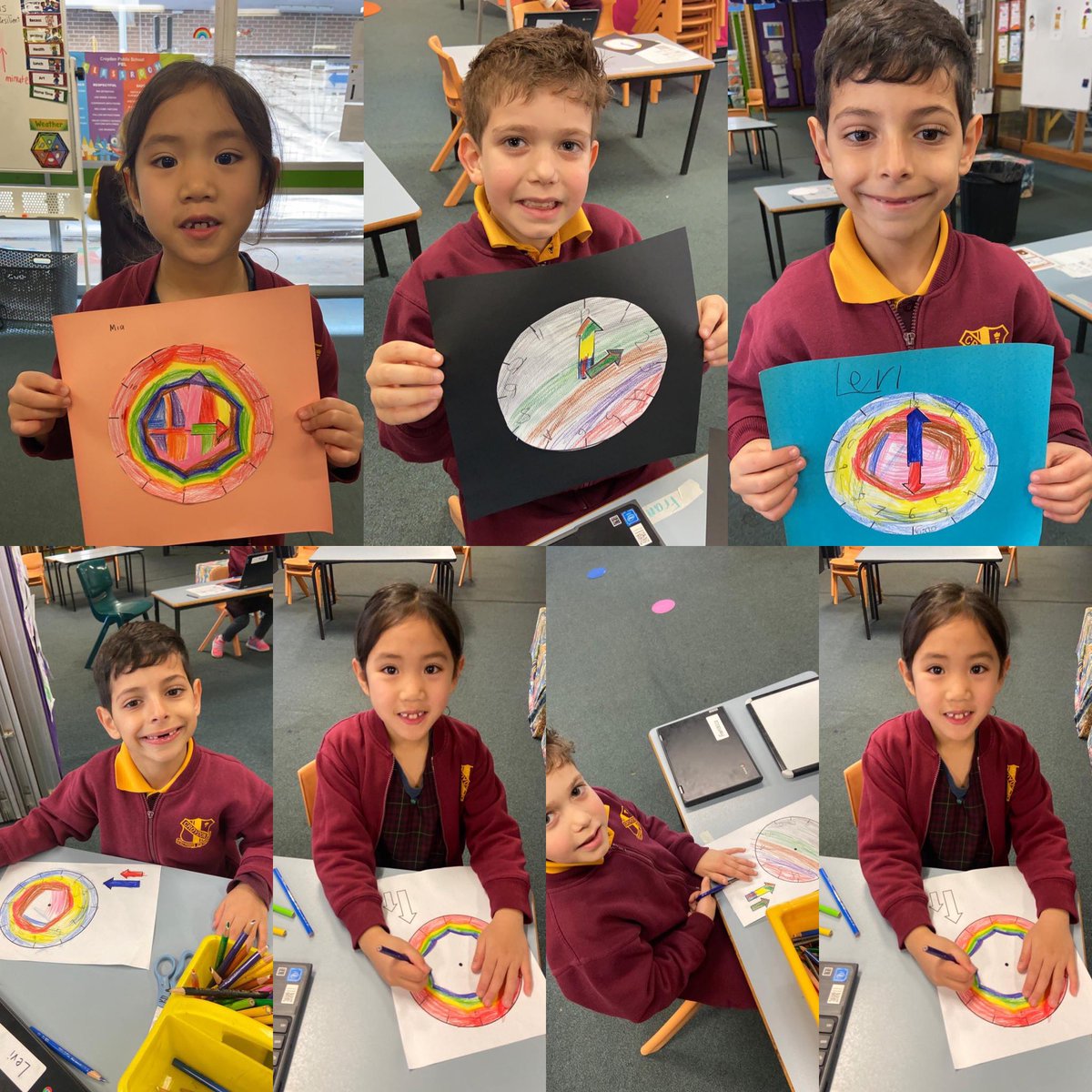 Stage 1 students telling the time with their analog clocks.