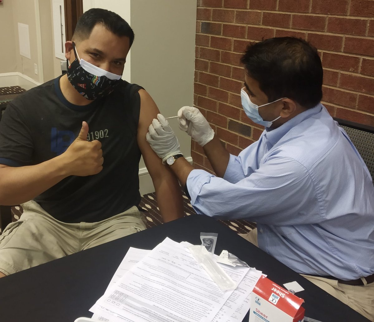 Vaccination time at the arrival orientation <a href="/ParticipateLrng/">Participate Learning</a>  #unitingourworld