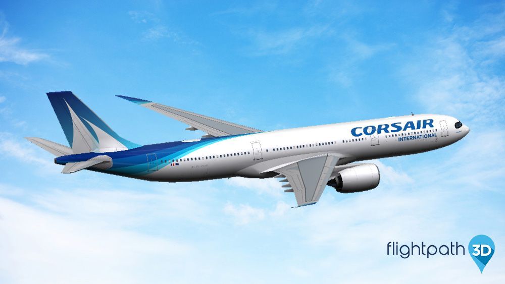 FlightPath3D's tweet photo. We love our customers! Thank you to @CorsairFr for being our partner. DYK that they operate long-haul services to destinations in the French Overseas territories, Africa and North America https://t.co/YB3ExrAHlL #InGoodCompany #IFEC #PaxEx #maps https://t.co/mS8LpWvAqZ