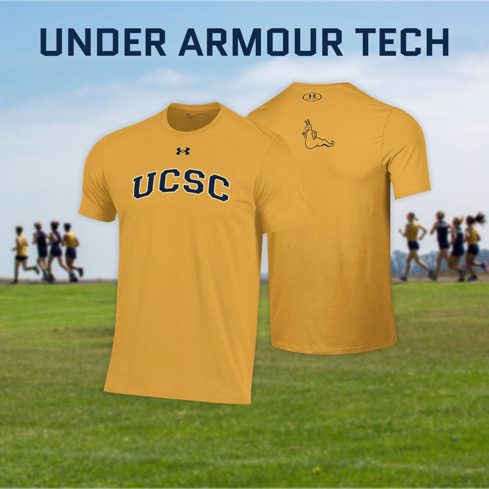 UCSCBayTree's tweet image. UA Tech fabric is quick drying, ultra-soft &amp;amp; has a more natural feel. Rep UCSC with a running slug on the back. 🥇
#ucsc #ucsantacruz #santacruz #baytreebookstore #ucslugs #UCSCstyle @UnderArmour