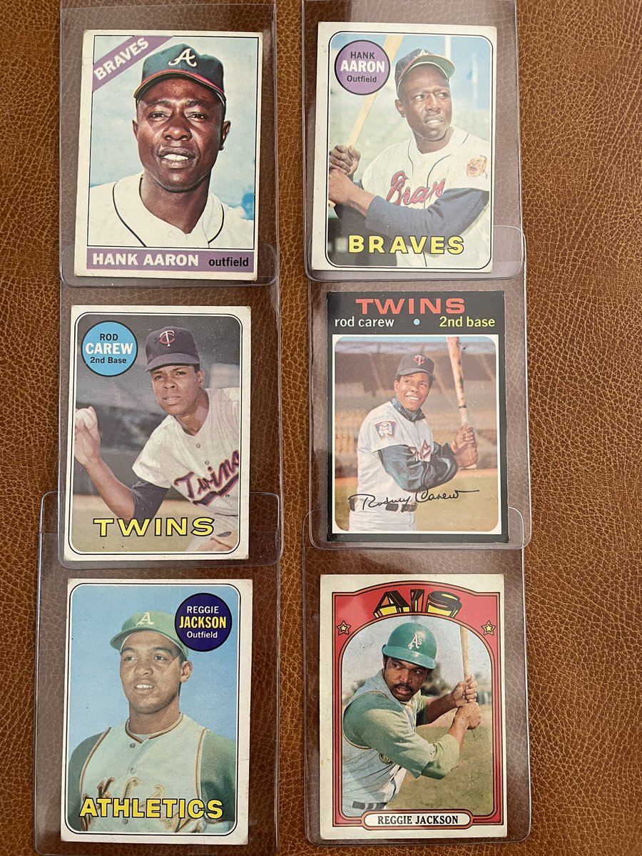 toddlieberman's tweet photo. Last giveaway before @nsccshow. Three legends. Aaron, Carew, Jackson. Just like/retweet and follow me (unless your DMs are open so I can contact you if selected). All names will be randomized and selected Saturday PM pm. I ship. No strings. @nut_history https://t.co/2CsND54rzm