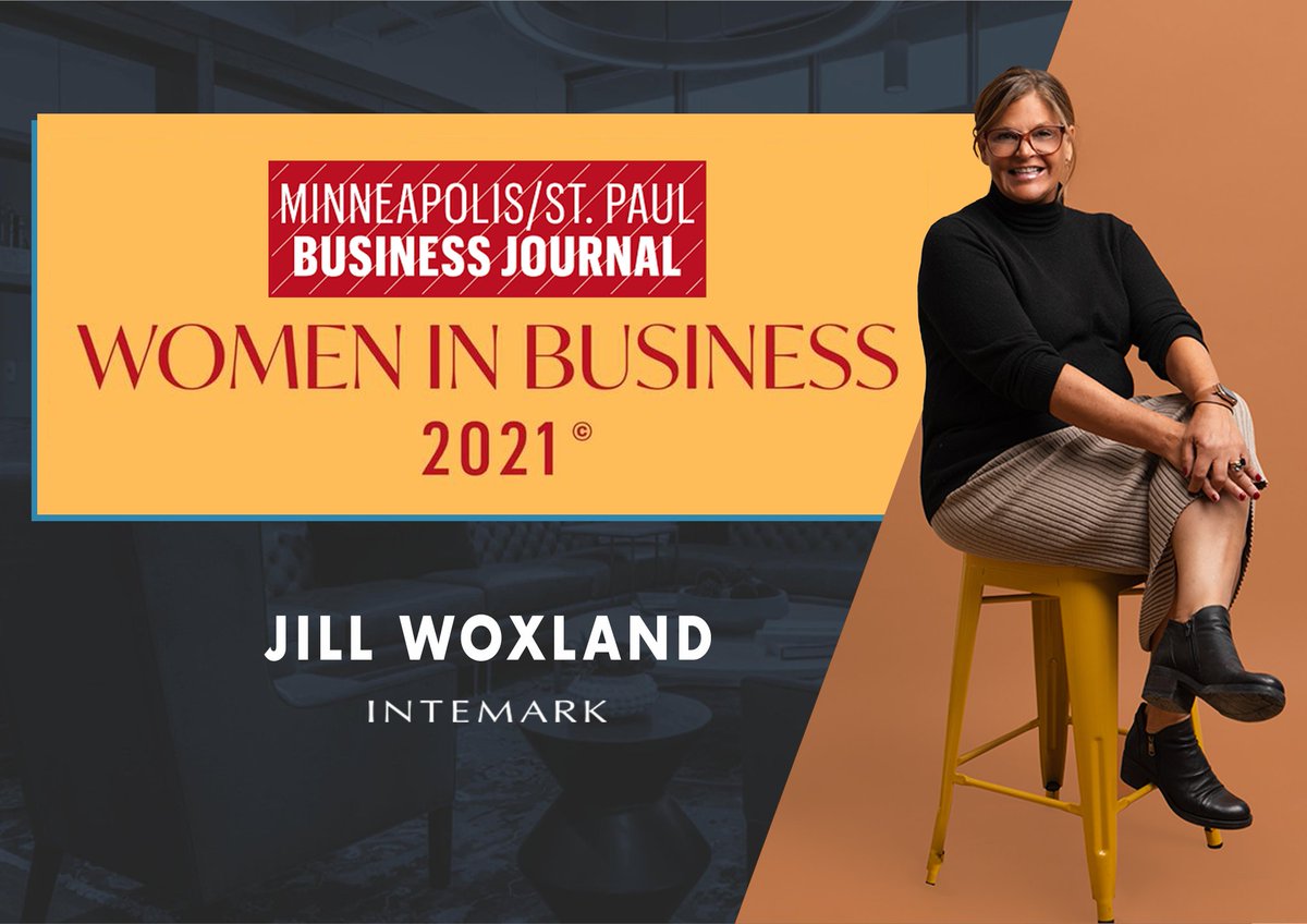 Intemark's tweet image. We are beyond thrilled to celebrate our Founder and Chief Executive Officer, Jill Woxland, for being named a 2021 Women in Business honoree by the Minneapolis/St. Paul Business Journal. #MSPBJwomen #womeninbusiness #twincities #minneapolis