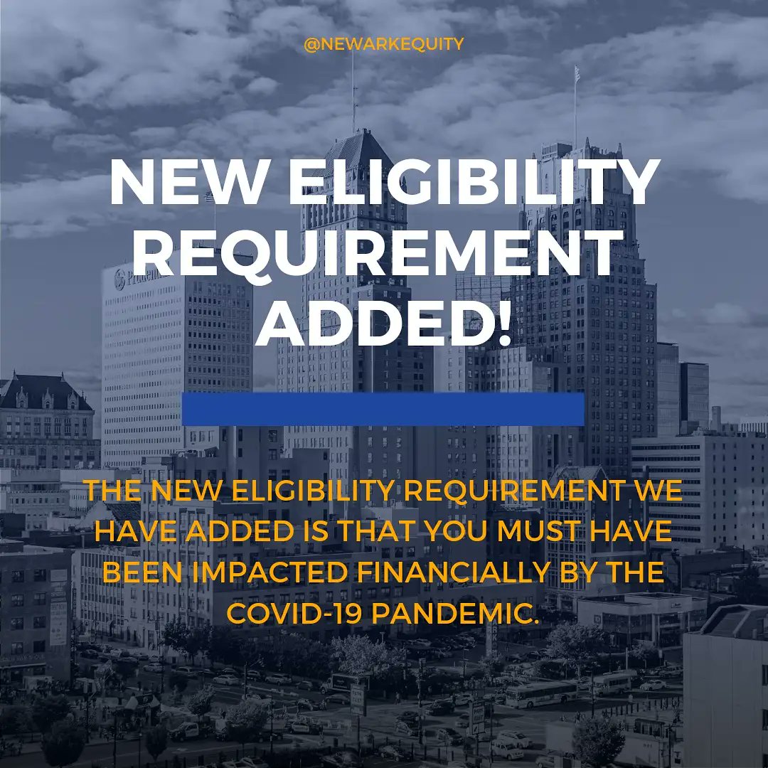 Because Newark's Guaranteed Income Pilot Program will be accepting funds from the American Rescue Plan Act, we have added an additional eligibility criteria to the existing three listed on our website. We hope that this will allow more people to qualify for our pilot program!