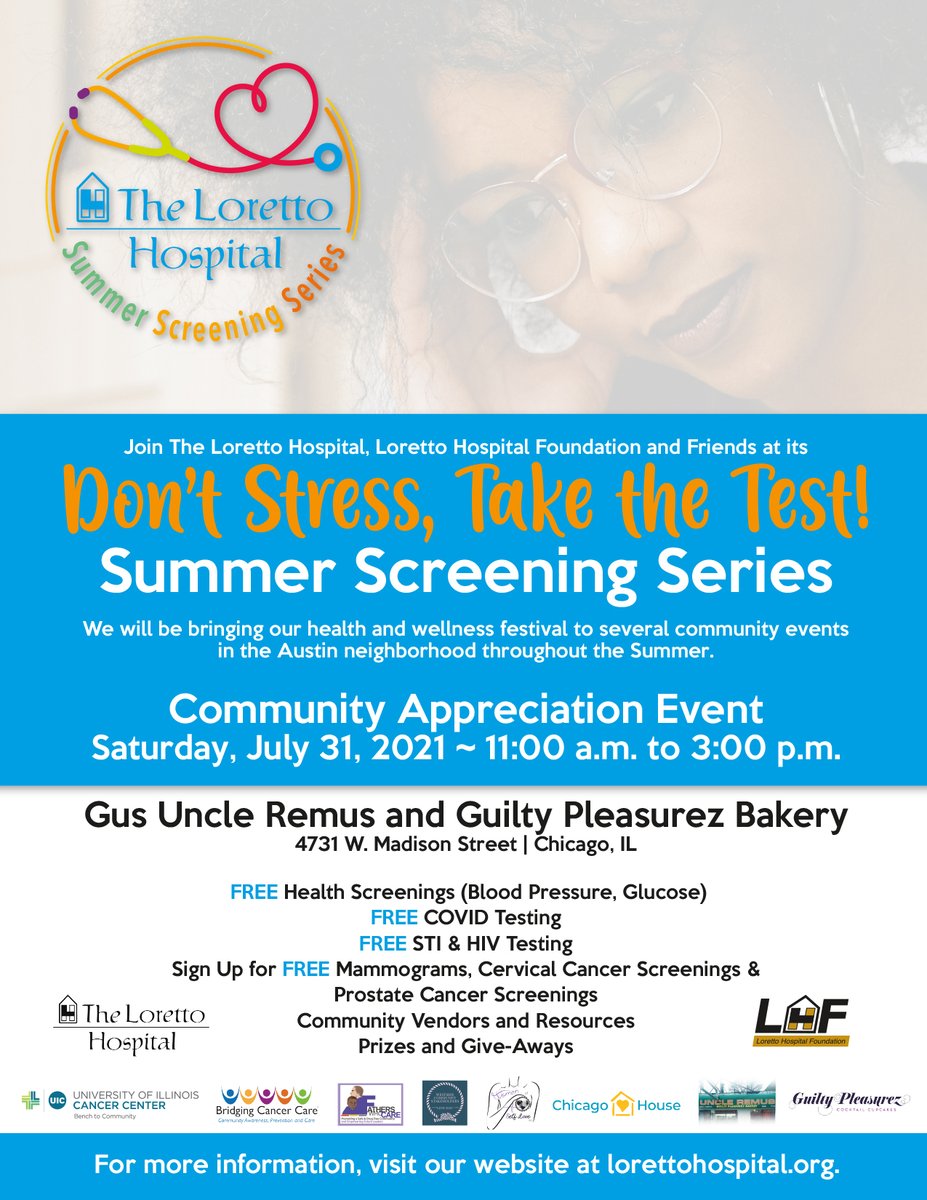 UICancerCenter's tweet photo. We are calling all Austin community members of Chicago to join us Sat, July 31st for an opportunity to sign up for free of charge breast, cervical, and prostate cancer screening. 

#UICancerCenter #Austin #CommunityEngagement #CEHE #ChicagoHealth
#CancerPrevention https://t.co/bKyMYcKJuL