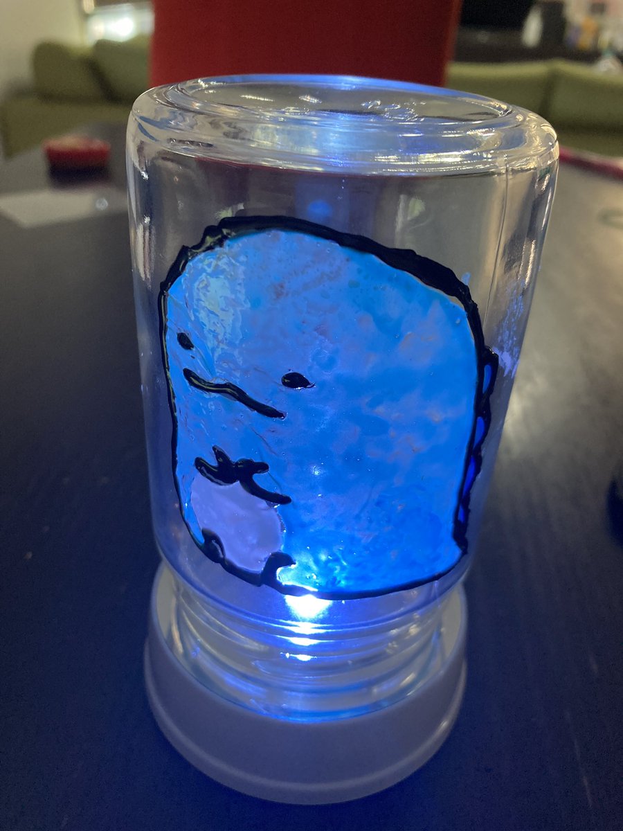 たまち Sur Twitter こんなんできました 娘の夏休み工作の試作品 小学1年生 の8月号を参照 付録のステンドグラスペンと100均の瓶 ライトで作成 簡単なのに映える