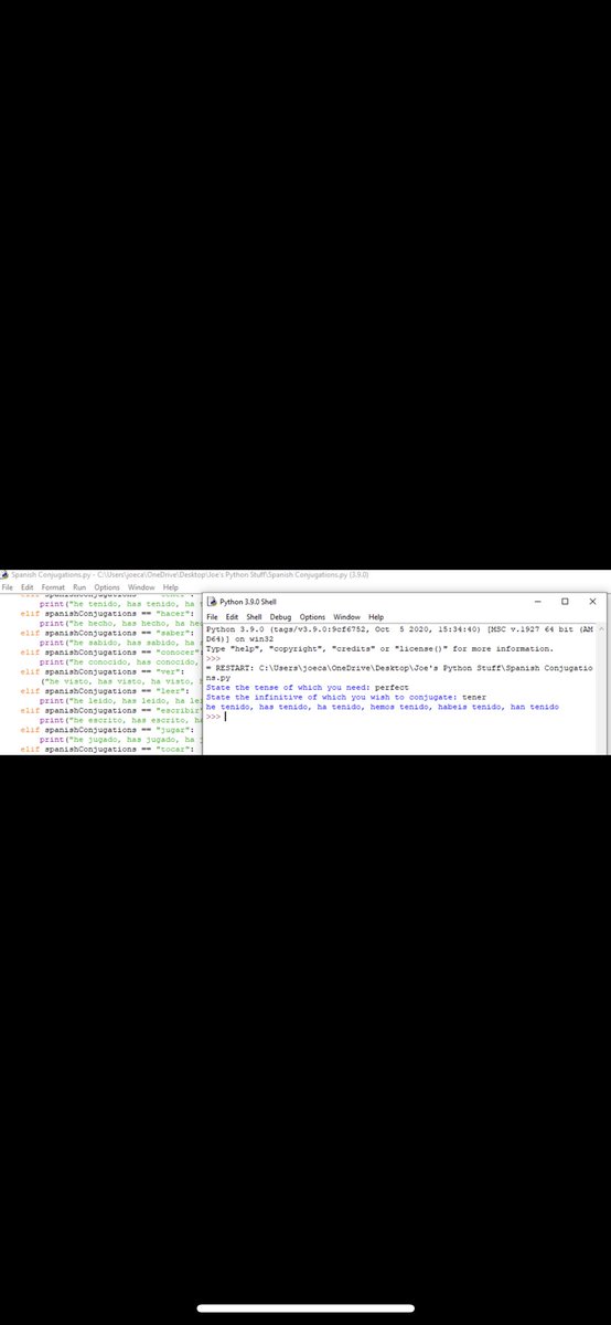 MissLight_MFL's tweet photo. @teacherhead A student making his own computer script to conjugate Spanish verbs! https://t.co/gIWYblvmOu