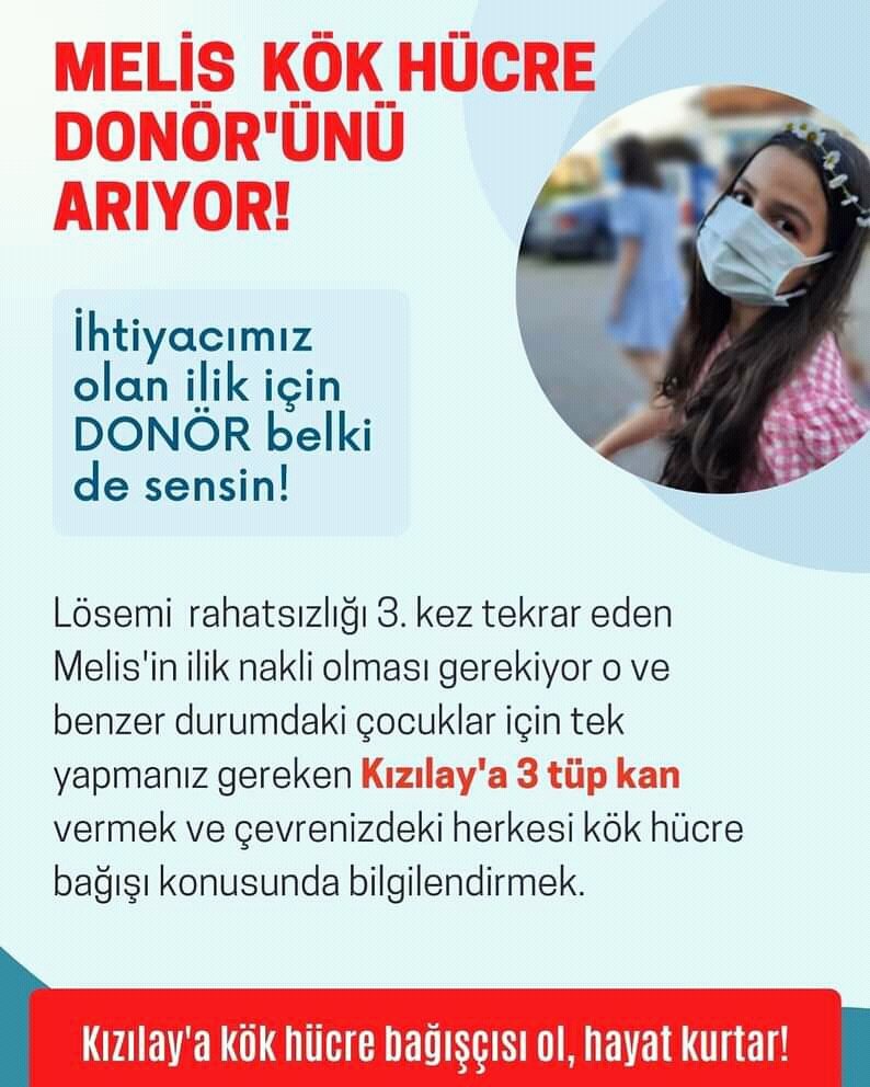 #SONDAKİKA

BU TWEETİ gördüyseniz 
RT yapabilir misiniz Lütfen!

Lösemi Hastası Melis İlik Nakli Bekliyor 

Kök Hücre Için 3 Tüp Kan Ver #MeliseUmutOl 

#PSVvsGS 
#Perşembe