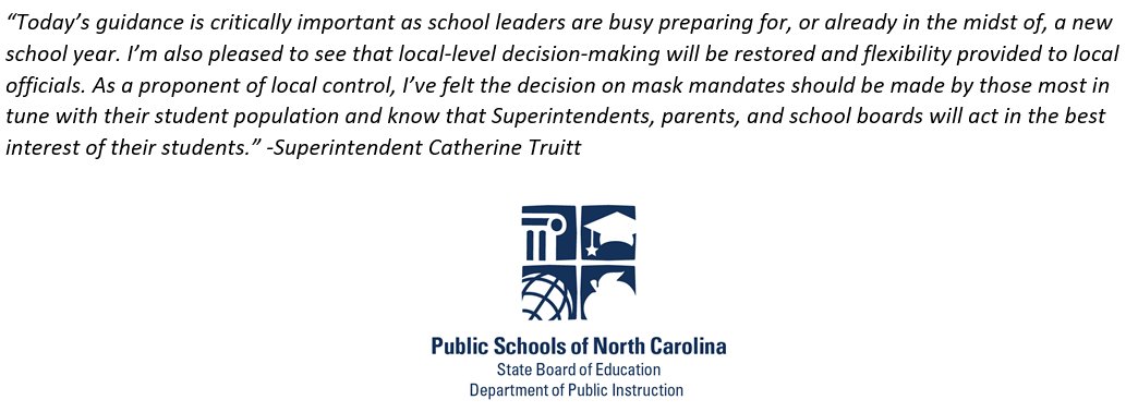 .<a href="/ncdhhs/">NCDHHS</a> released updates to the StrongSchoolsNC Toolkit. Today’s updates provide operational flexibility to school leaders and local officials regarding the health protocols and prevention strategies that are implemented in K-12 schools. #nced 

covid19.ncdhhs.gov/media/164/down…
