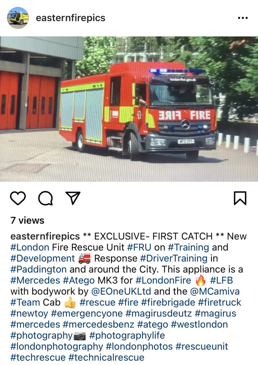 EasternFirePics's tweet image. A second video of the NEW #London #LondonFire Fire Rescue Unit is now available to watch on my #Instagram page listed under EasternFirePics … follow my Insta for different and varied content alongside my Twitter… 🚒🔥👍