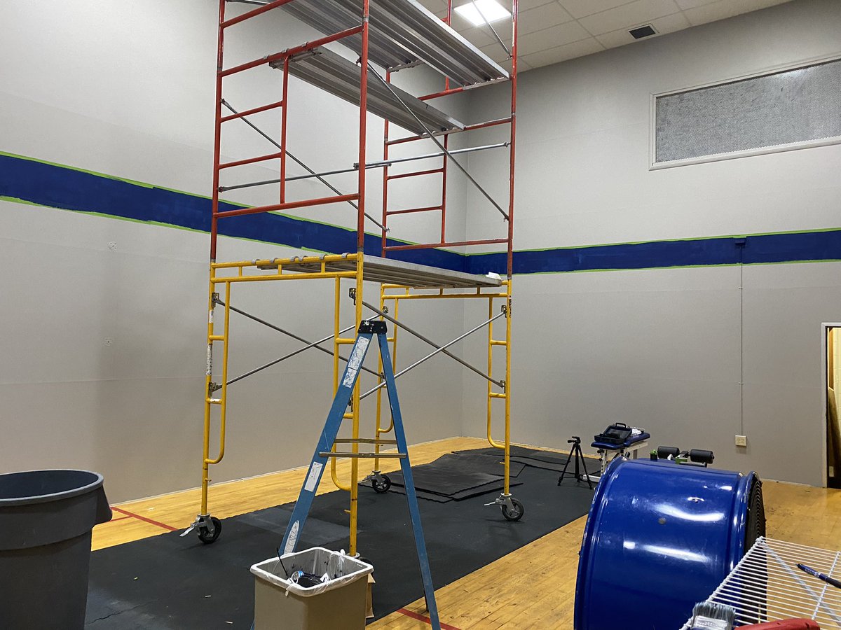 OzarkAthletics's tweet photo. Earlier this summer we began renovating our weight room. Today we put in the floor. 

Swipe for progress pictures! https://t.co/uI7GTSlmlH
