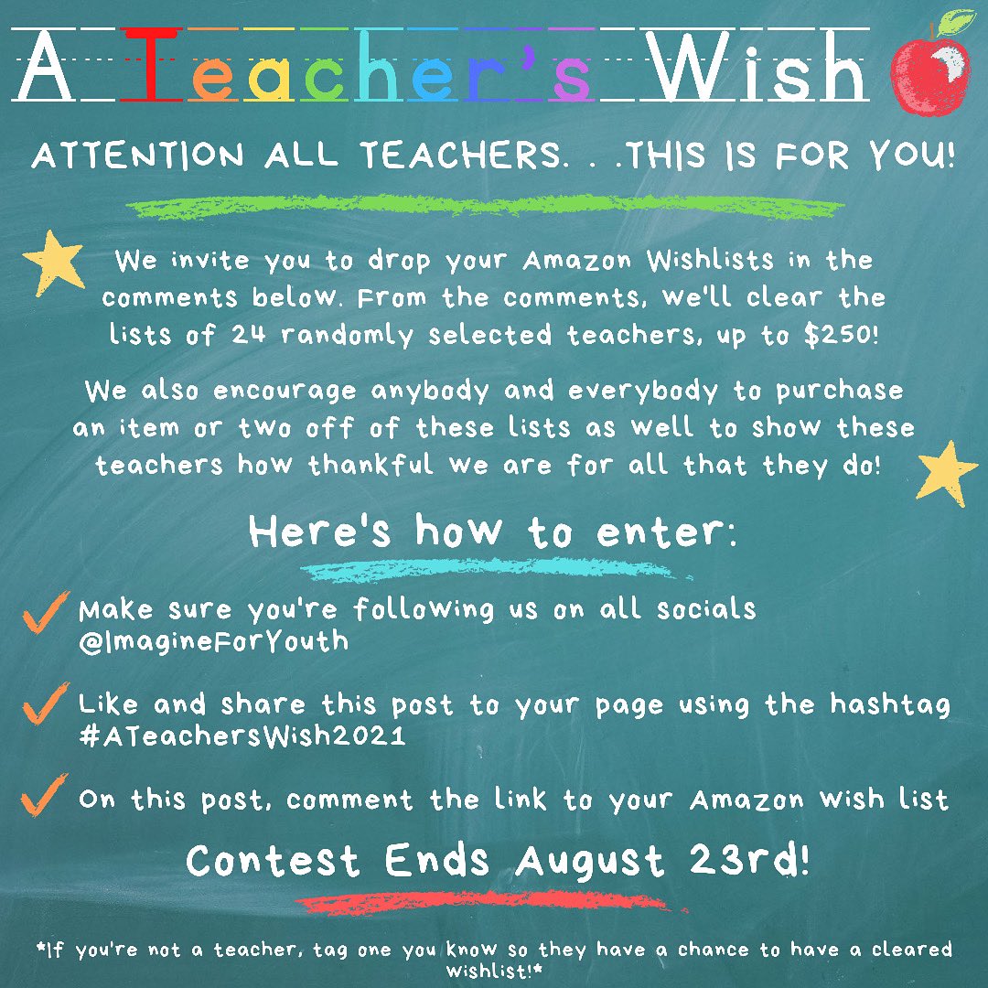 Teachers make an impact on our youth every single day. 

They deserve to be appreciated for the incredible work that they do, and with that we want to present to you A Teacher’s Wish 2021!

#ATeachersWish2021