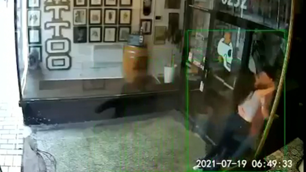 CTVNews's tweet photo. A security camera caught the moment a Montreal couple crashed through the front door of a barbershop in a spontaneous make out session. https://t.co/XmLszyhn3G https://t.co/mbDdMeKTfD https://t.co/IElHikkZt5