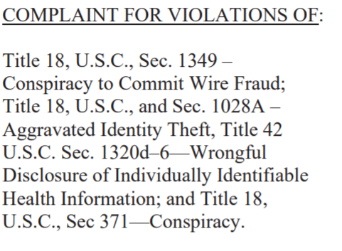AdamRacusin's tweet photo. Court filings allege a former Scripps Health Employee worked with others to fraudulently obtain Pandemic Unemployment Assistance with confidential patient healthcare information. From the complaint “This guy died a few hours ago. How many names do we need? I'll check for more." https://t.co/GfXHv7f9sa