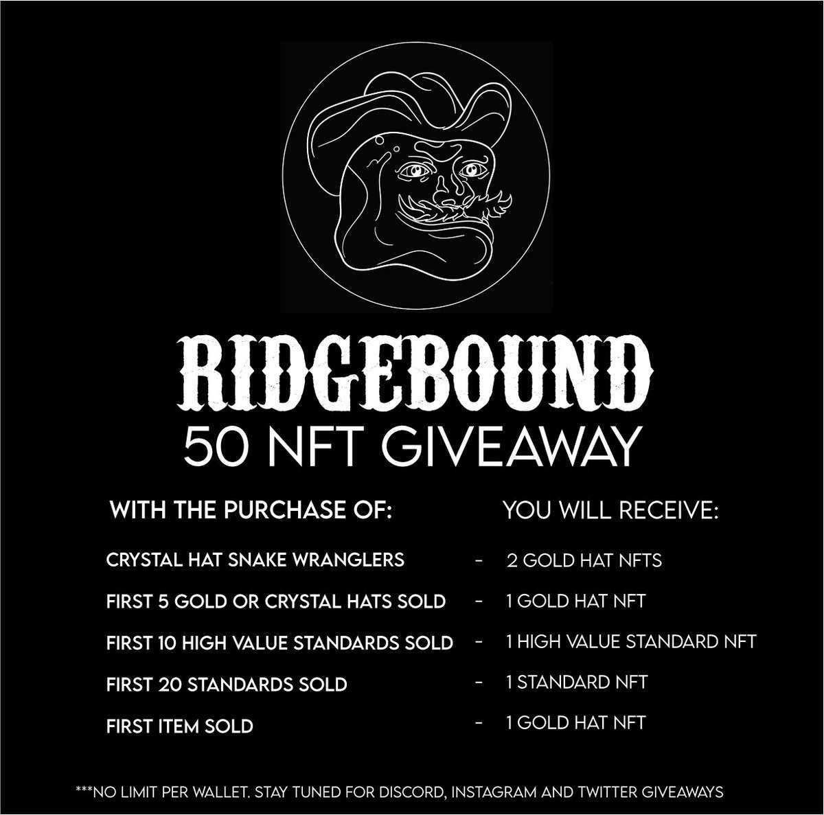 ridgebound1's tweet photo. Our Black Hat Presale is now live @opensea and we are excited to be giving away 50 #NFTs! All #nftgiveaways are first come, first serve!
Please reach out with any questions regarding our #nftcollection. Weβre happy to help! π€ π
#nft #nftcommunity #ridgebound #nftart #openseanft https://t.co/fpWQzePFzE