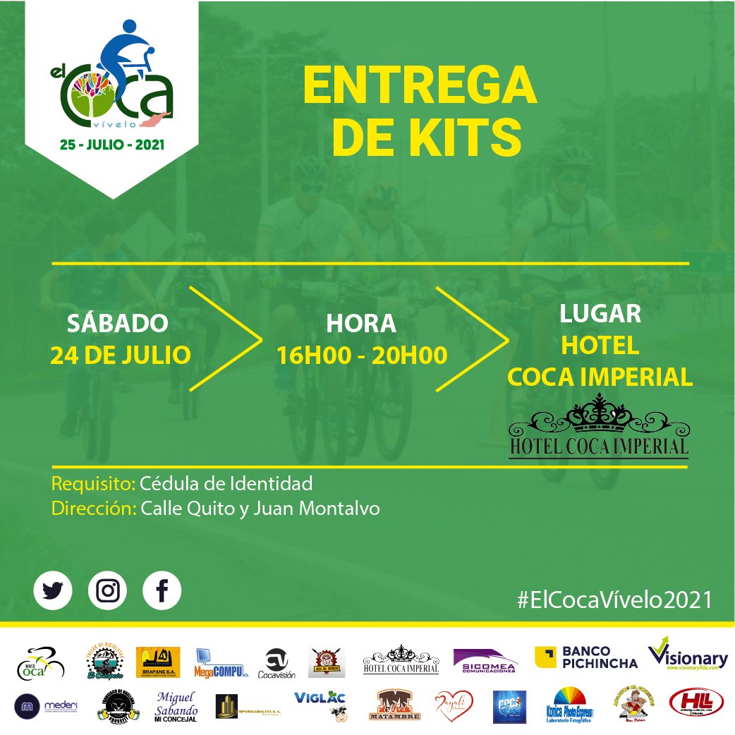 Bicicoca's tweet photo. Todo listo para la competencia ciclística #ElCocaVívelo2021 que se realizará este domingo 25 de julio. Disfrutarás de hermosos paisajes que te permitirán poner a prueba tu habilidad con la bicicleta 🚴‍♂️🚴‍♀️

Aún puedes inscribirte en este link: https://t.co/eWqz1rugmF
¡Te esperamos! https://t.co/CkXoLMmbRi