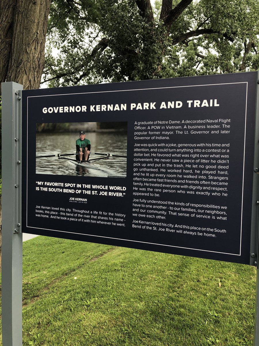 It was an honor cut the ribbon at the improved Governor Joe Kernan Park and Trail today. Joe was an American and South Bend hero, and we honor his great legacy.