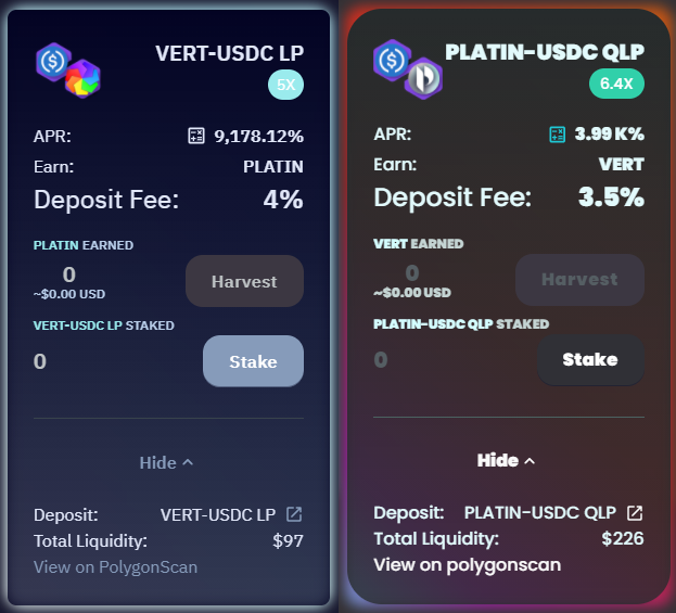 PlatinumPolygon's tweet photo. 💣Just dropped!💣
Stake Platin-USDC LP in #PolyVertex, earn #VERT!
Stake Vert-USDC LP in #PlatinumFinance, earn #PLATIN!
More surprises to come, keep stacking!
🎉🥳🔥🚀💵
@FarmVertex 

#platinumfinance #dividends
#YieldFarming #defi #defisummer
#matic #dapp #yieldapp #Polygon https://t.co/pABZuyODoV