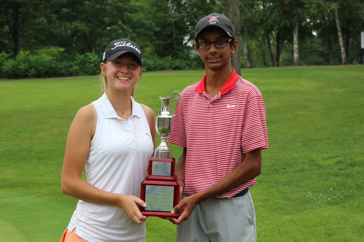 MNPGAJuniorGolf's tweet photo. MATCH PLAY CHAMPIONS ⛳️

Congratulations to the Girls Champion Madi Hicks &amp; Boys Champion Pranay Singh! Out of a field of 16, Hicks won her final match 6&amp;5. Out of a field of 64, Singh won his final match 2&amp;1. https://t.co/kRuNugytma