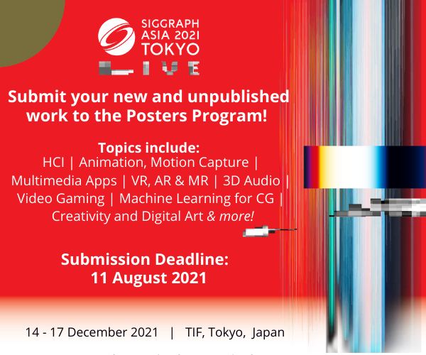 xiuming_zhang's tweet photo. 📢Consider submitting your work to the Technical Communications &amp; Posters programs of SIGGRAPH Asia 2021, which is still scheduled to be a physical event in Tokyo🗼, with the option of online presentation if preferred -- great regardless of your travel preference! https://t.co/OOE0KZcx7W