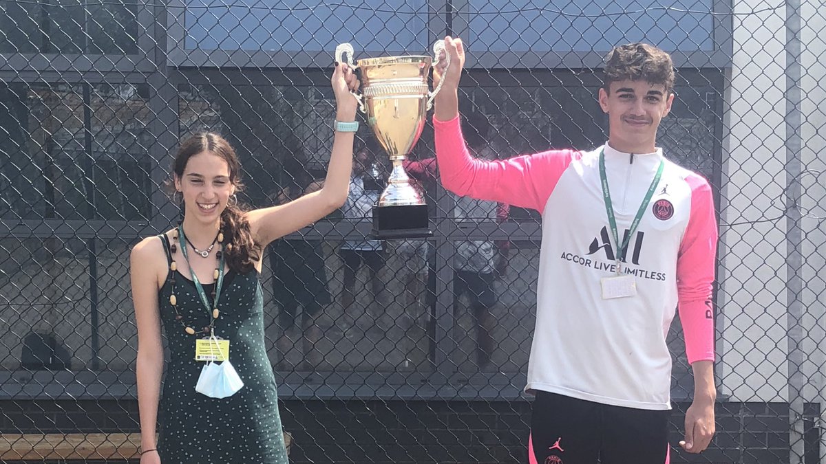 Y10’s Sports Captains,Lal &amp; Bonaventura, lift the inaugural ‘Battle of the Colleges’  Sports Day trophy for the winning college……Keats🏆
Well done to everyone who took part in an amazing day of competitive (but always fun) Sport.