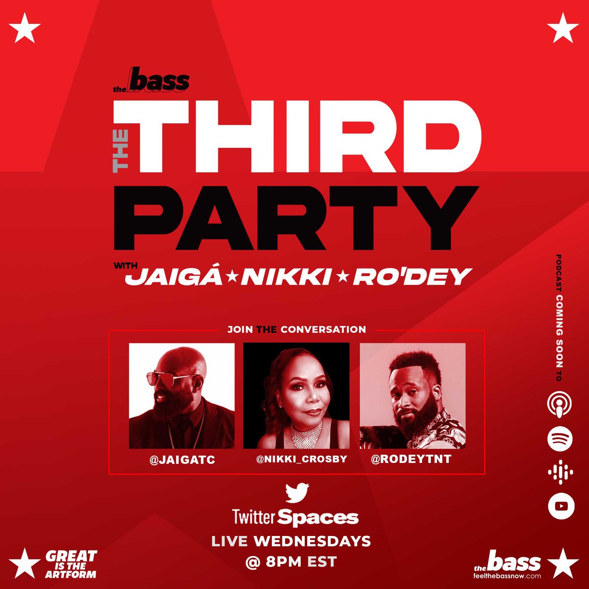 jaigatc's tweet photo. Third Party TONIGHT 🚨🚨🚨always lots of fun ADD US TO YOUR WHATSAPP 18687898888 🤣🤣🤣@twitterspace with @jaigatc @rodeytnt @nikki_crosby #Realtalk #Viraltalk #Guests #Afterhours #Oldtalk #Trinilingo #funtopics
https://t.co/f2iKlyl6dg https://t.co/WscTargmFi