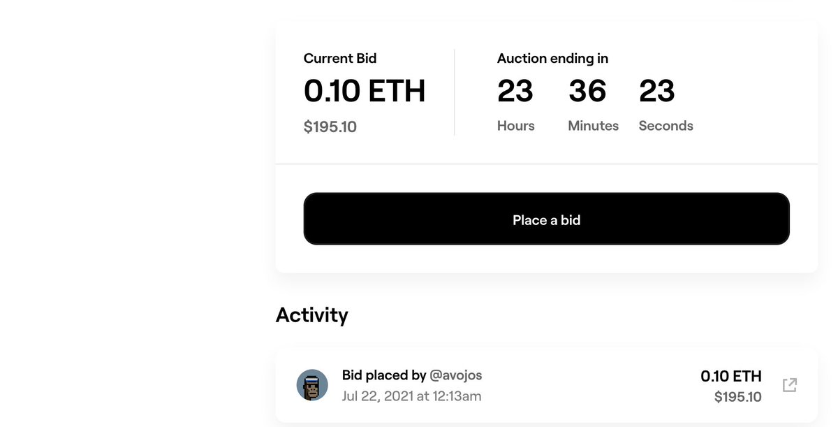 So, it started really fast. @avojos placed a first, but hopefully not last bid on my artwork! Thanks, dude! Let's see how it comes!
foundation.app/@jerichozis/6-…