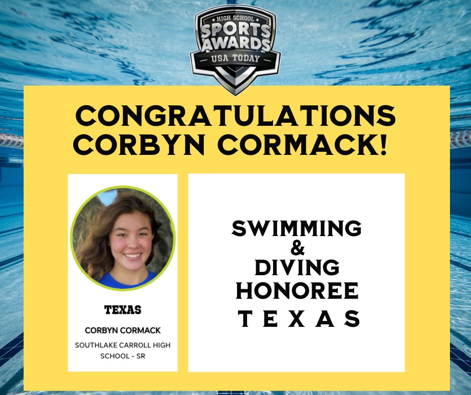 swimNTN's tweet photo. Congratulations to NTN Swimmer and former @SLC_SwimDive @SLCAthletics @corbyn_cormack on her USA Today High School Sports Award for Swimming + Diving in Texas. https://t.co/s2YSWfYNzM #teamntn #highschoolsportsawards https://t.co/6K5kDf0xzC