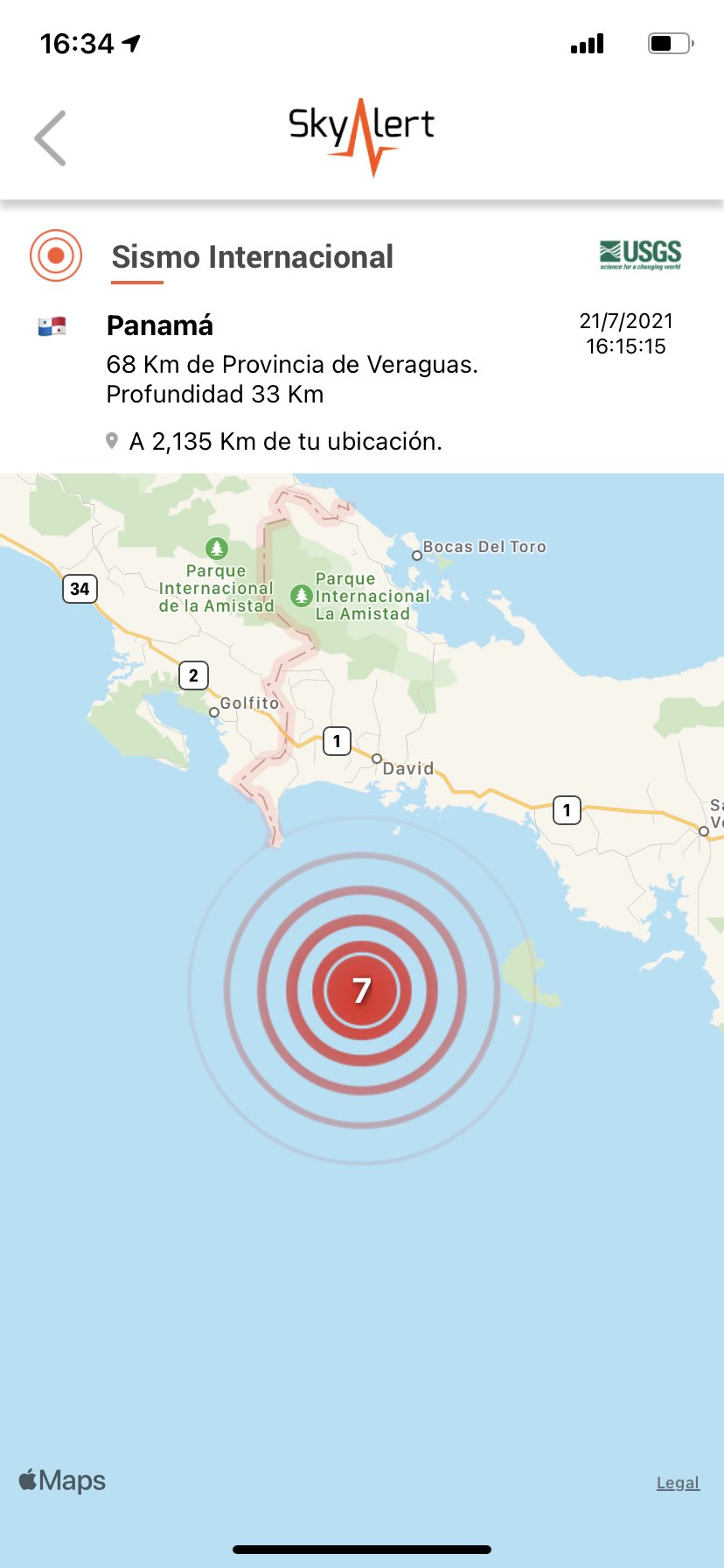 Sismo de magnitud 6,8 sacude la costa de Panamá