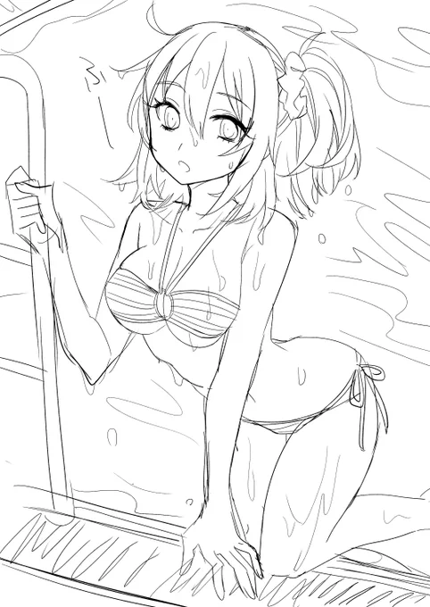 あつい
シュシュを付けたままプールに入ってはいけないぞ 