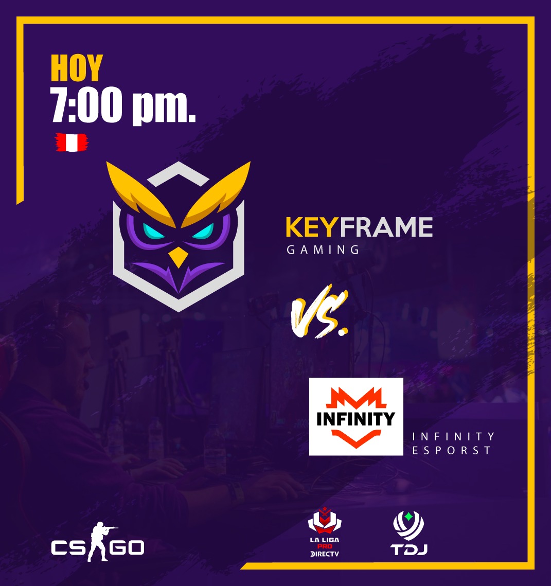 ¡Búhos! Hoy nos toca enfrentar a <a href="/InFinitye_sport/">INFINITY 🚀</a>
 actual campeón de la zona centro por la segunda fecha de la <a href="/ligaesportslan/">La Liga Pro - LAN</a>.
¡Acompáñennos el día de hoy para disfrutar de lindo Counter Strike!
#GOKEY 🦉🔥