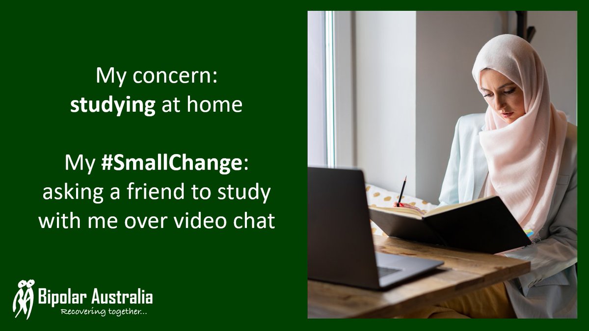 Sometimes a #SmallChange can help you to stay well while staying at home. What have you done to structure your day? Send us your tips and don’t forget to tag our friends @MaxSolutionsAu. 

For more help managing #bipolar during #COVID19, go to bipolaraustralia.org.au/go/covid19