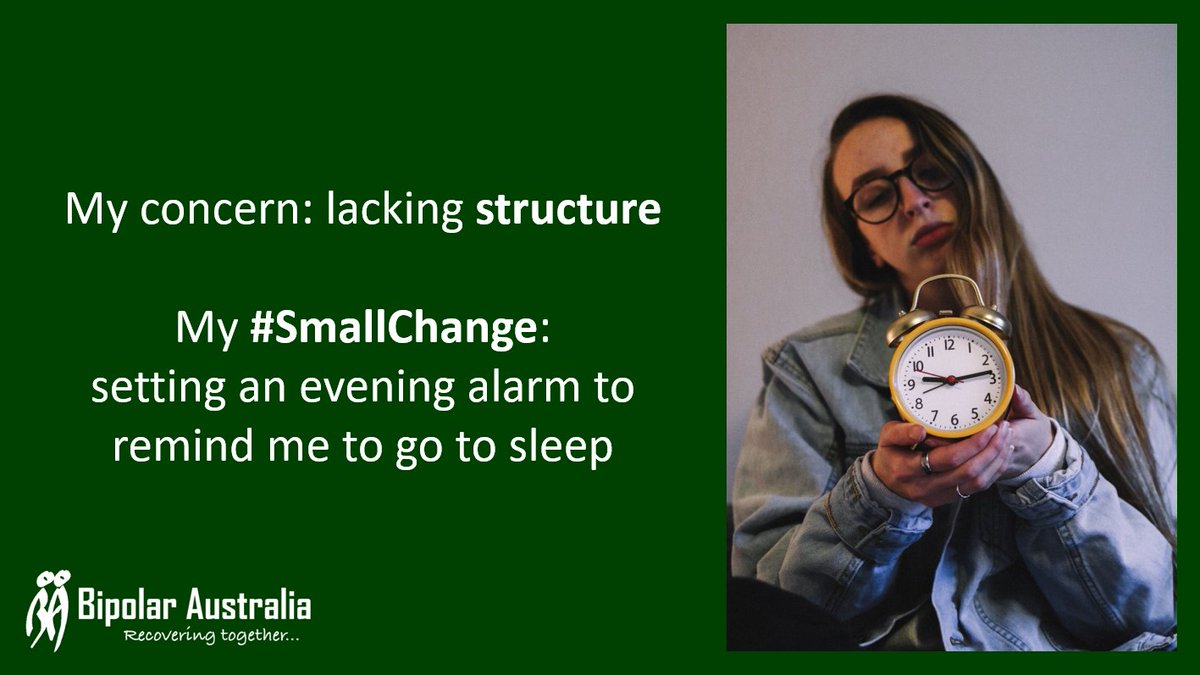 Sometimes a #SmallChange can help you to stay well while staying at home. What have you done to structure your day? Send us your tips and don’t forget to tag our friends @MaxSolutionsAu. 

For more help managing #bipolar during #COVID19, go to bipolaraustralia.org.au/go/covid19