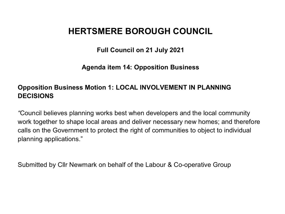 PBLabourUK's tweet image. Tonight our Labour Group at HBC tabled a motion designed purely to ensure that local people keep their voice at the Planning table. The Tories, quite unbelievably, voted against this motion.  Read it yourself, see if you think there is anything to vote against? #developerscharter