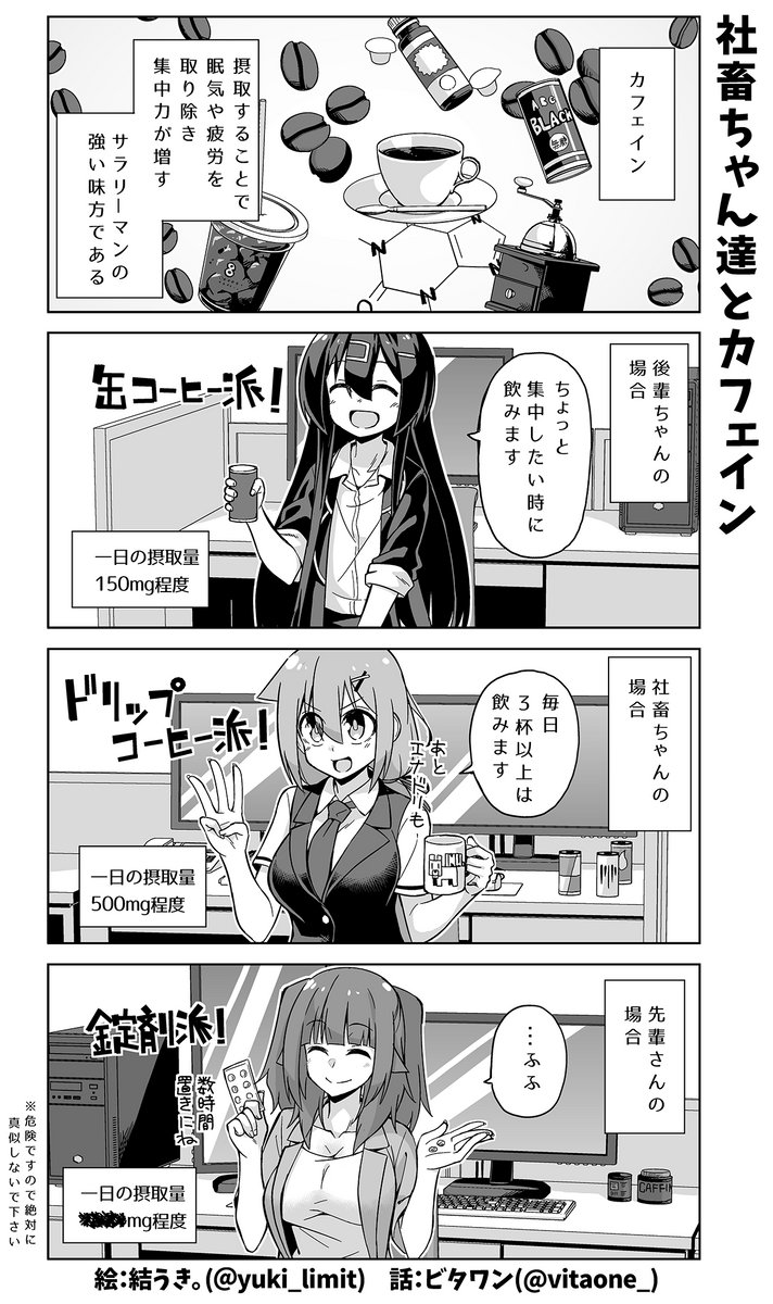 ブラック企業で働く女の子達のカフェインの摂取方法の話☕(再掲) 