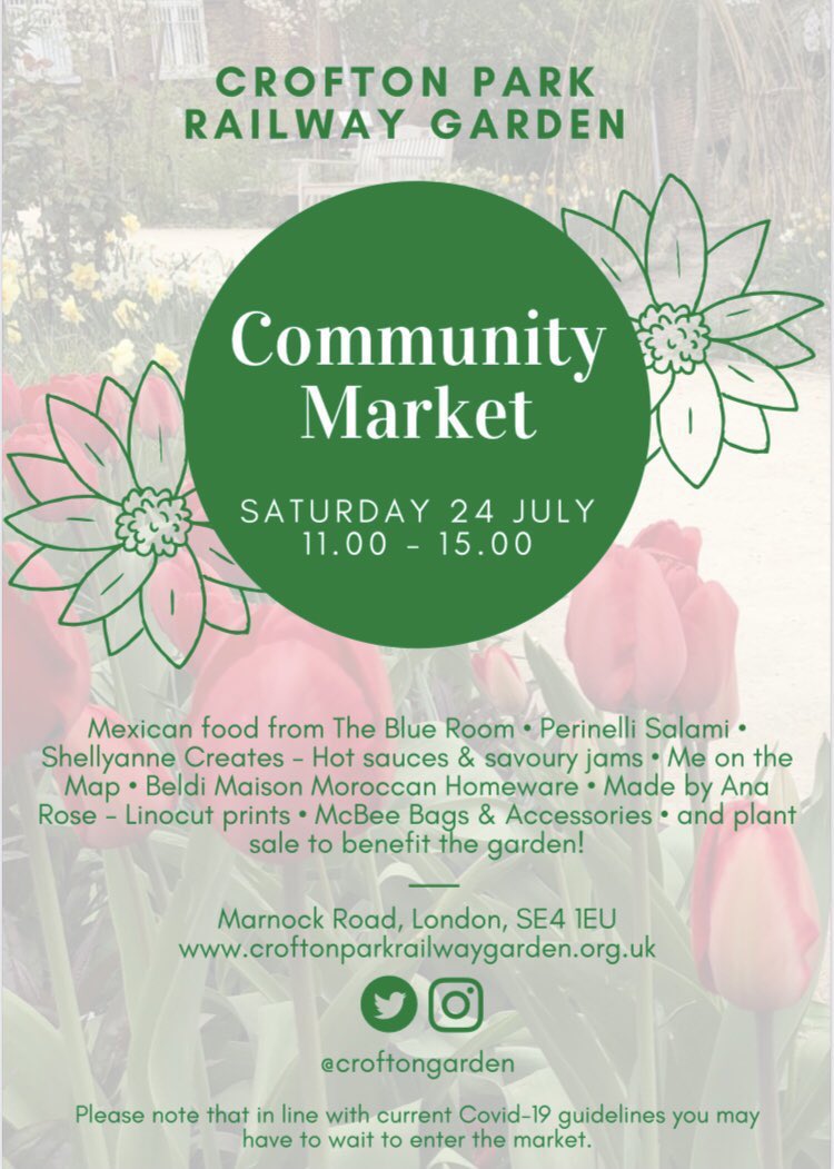 Save the date.  This SATURDAY 11-3pm our #community #market is back with <a href="/blueroom0112/">The Blue Room</a> @perinellisalami <a href="/ShellyanneCraft/">Shellyanne Creates</a> <a href="/MeOnTheMap/">Me On The Map</a> <a href="/BeldiMaison/">Beldi Maison</a> <a href="/mcbeebags/">Vivien Moyes</a> Ana Rose. We will also be selling plants🪴🪴🪴to raise funds for the garden. #SUPPORTLocal. Entrance on Marnock Rd #SE4.