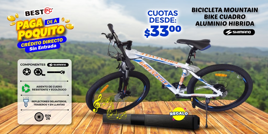 🥳🥳PAGA DE A POQUITO 🥳🥳

🤩👉 Crédito directo sin ENTRADA👈🤩
🤩👉Bicicleta Mountain Nike 🚴🚵🤩👈
🤩👉Pide por WhatsApp📱
📦Entregas 100% SEGURAS🛵💨
💬 ¡Escríbenos ya!👇
📲MATRIZ 097 919 4159➡️ wa.me/593979194159 

#BestPC #BestPCEc 🎊🎉