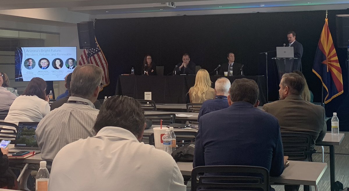 SRPmegan's tweet photo. Great discussion at #ESSLite2021 about maintaining reliable electric systems while increasing renewables  and all of the planning that is required there to meet customer needs. Thanks to Phil Bashaw for moderating this conversation. @SRPconnect @TEPenergy @apsFYI @azfb https://t.co/U0YCH4CjLa