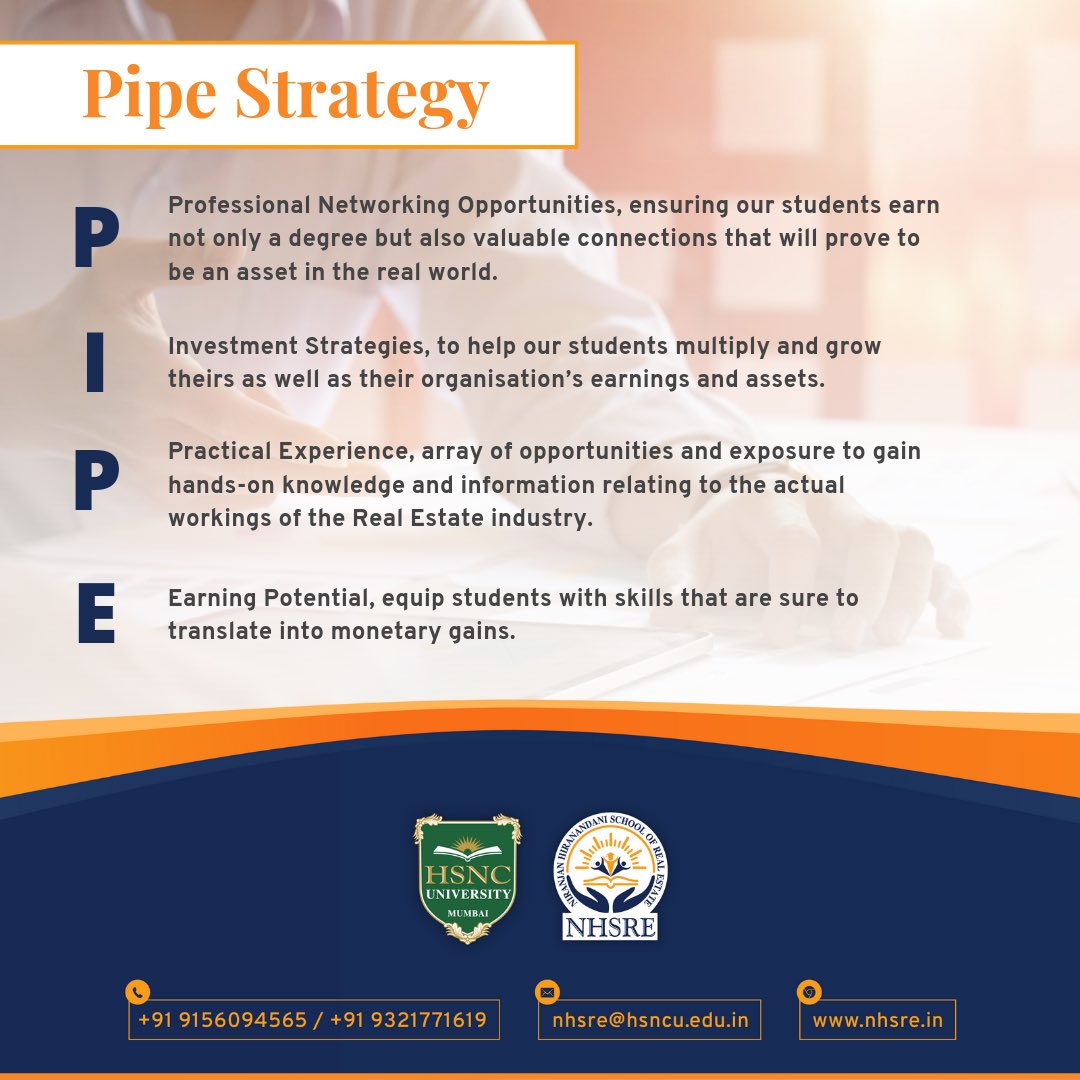 NHSRE inculcates learning in all forms wherein students not only receive theoretical but practical knowledge as well along with a once-in-a-lifetime opportunity of networking and forming valuable connections within the Real Estate 
.
#businesseducation #realestate #hsncuniversity