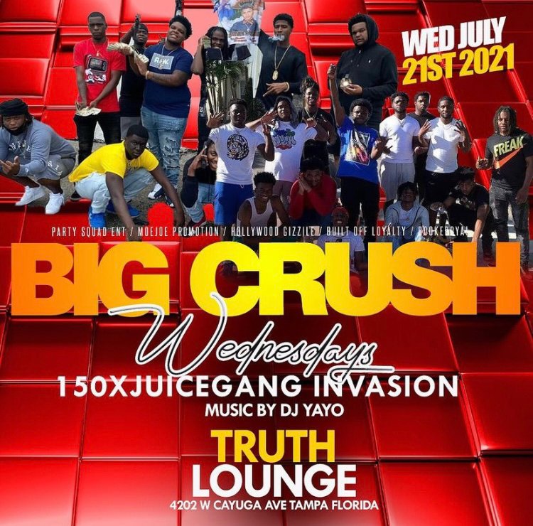TruthLounge813's tweet photo. TONIGHT Big Crush Wednesdays @150.rico B-day Bash x Juice Gang Invasion
music by @dj_yayo305
powered by @party_squad_ent @moejoepromotion
#TruthLounge #TruthAllWeek #tampa #stpete #clearwater #lakeland #polk https://t.co/82fXu7e3Ie