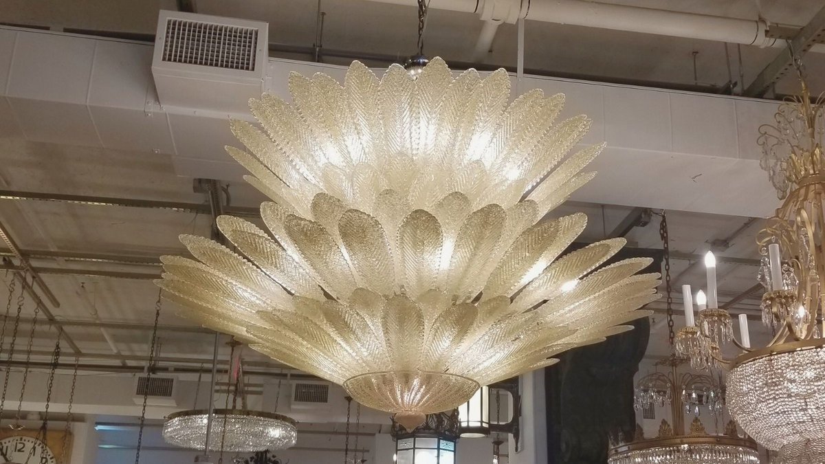 Today’s Treasure of the Day is a Barovier &amp; Toso Italian Murano Chandelier acquired from The Waldorf Astoria in New York City. See it at our 52nd St NYC store or call the store at 212-989-8814.
#AntiqueChandeliers #VintageLighting#TreasureOfTheDay #Murano #WaldorfAstoriaNYC
