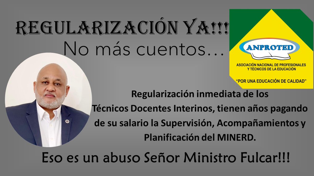 Anproted1's tweet photo. Ministro de Educación @RobertoFulcar los técnicos hacen un trabajo digno, por lo que son merecedores de que la ley se aplique y sean regularizados.
#regularización
#Minerdrd
#robertofulcar
@luisabinader https://t.co/QRDWaCFFEO
