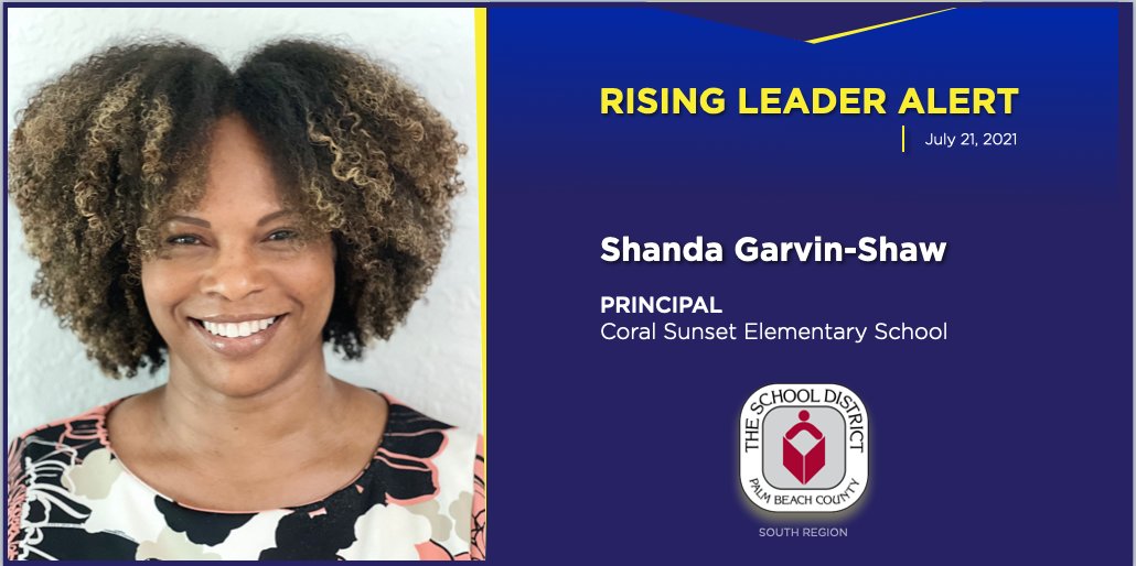 pbcsd's tweet photo. Congratulations to @GarvinShaw on being named the next principal of Coral Sunset Elementary! She has been working as an instructional team leader for the South Region. @sunset_coral @southPbcsd https://t.co/LX91JlLn72