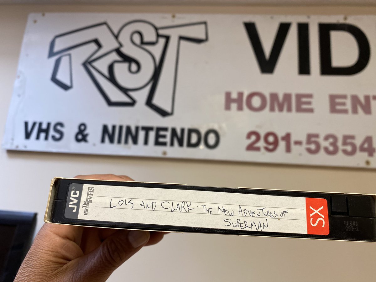 ThatKevinSmith's tweet photo. Getting ready for Clerks III, I found this old VHS I left behind in 1994. It’s full of “Lois &amp; Clark: The New Adventures of Superman” episodes I taped when I used to work at Quick Stop. The kid who made this tape had no idea that he’d one day write an unmade Superman script. https://t.co/PLA4JYrfgV