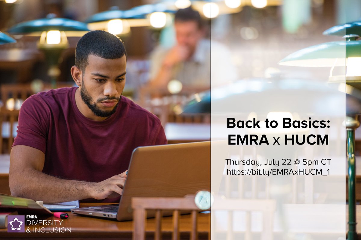 emresidents's tweet image. #EMRAdi brings you Back to Basics: A Review of Emergency Medicine.

This 8mo program is geared towards MS3/MS4 to help expand your EM knowledge and skills to prep for your sub-internships + residency.

Join us Thurs, 7/22 @ 5pm CT. Register @ bit.ly/EMRAxHUCM_1