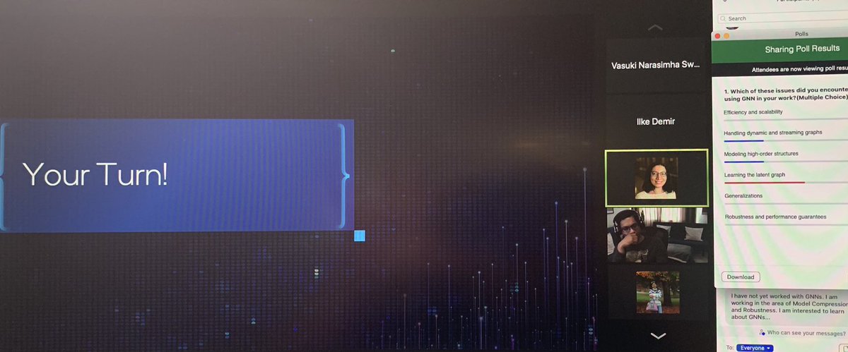 ilkedemir's tweet image. Collaboration time! What are the challenges that YOU faced or are curious about?
Q1: How to do #distributedtraining when the graph gets dense?