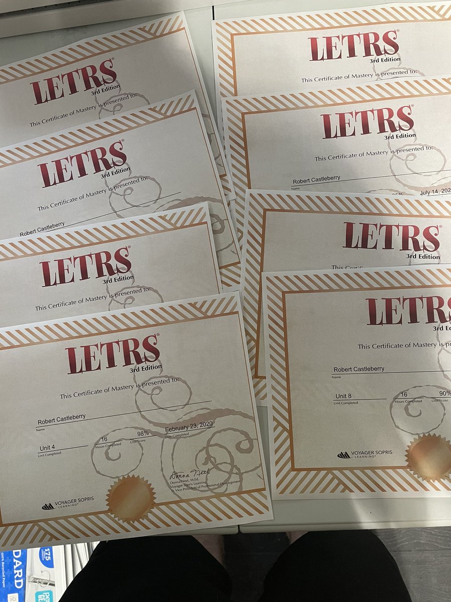 RCastleberry259's tweet image. 2 years of study and I am fully LETRS trained. Have some amazing knowledge to bring back to my team and classroom. #WPSProud #WPSFutureReady #castleberryclassroom