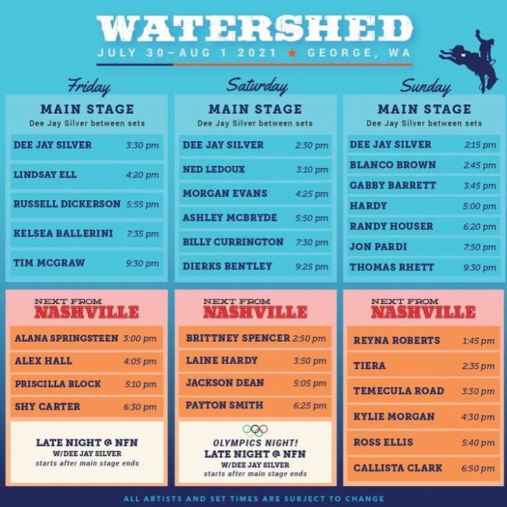 WatershedFest's tweet photo. Time to start planning your days! See ya soon, ‘Shedders! 🎉 https://t.co/9LDqrtHdCy