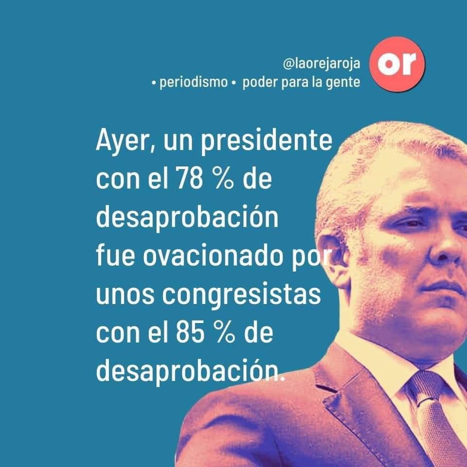 HELIODOPTERO's tweet image. Los que no  representa a nadie se aplauden entre ellos: Duque con 78 por ciento de desaprobación y el congreso con 85 por ciento.